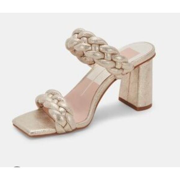 Dolce Vita Nariko Woven Light Gold Metallic Stella Heels Women's 6.5 Cocktail - Picture 3 of 4